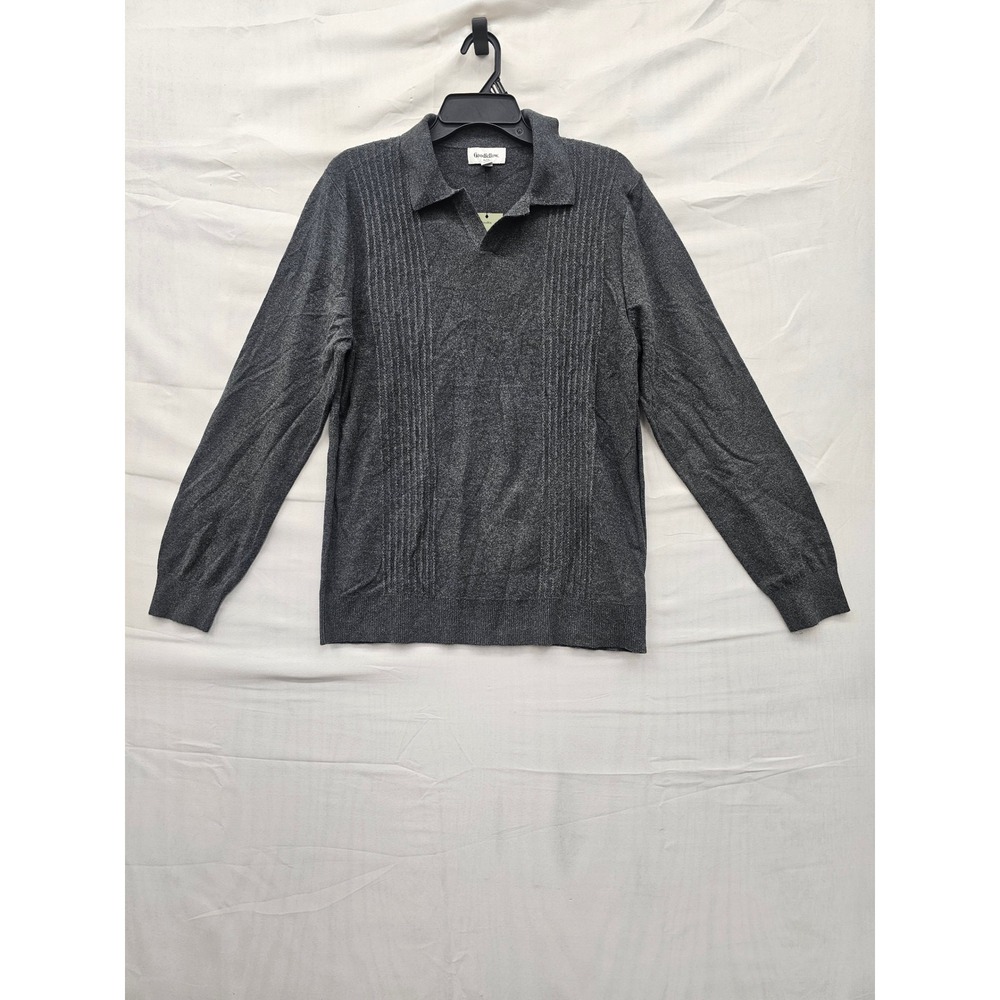 Goodfellow & Co Mens Pullover Sweater Polo Gray Cotton Blend Casual Size Medium